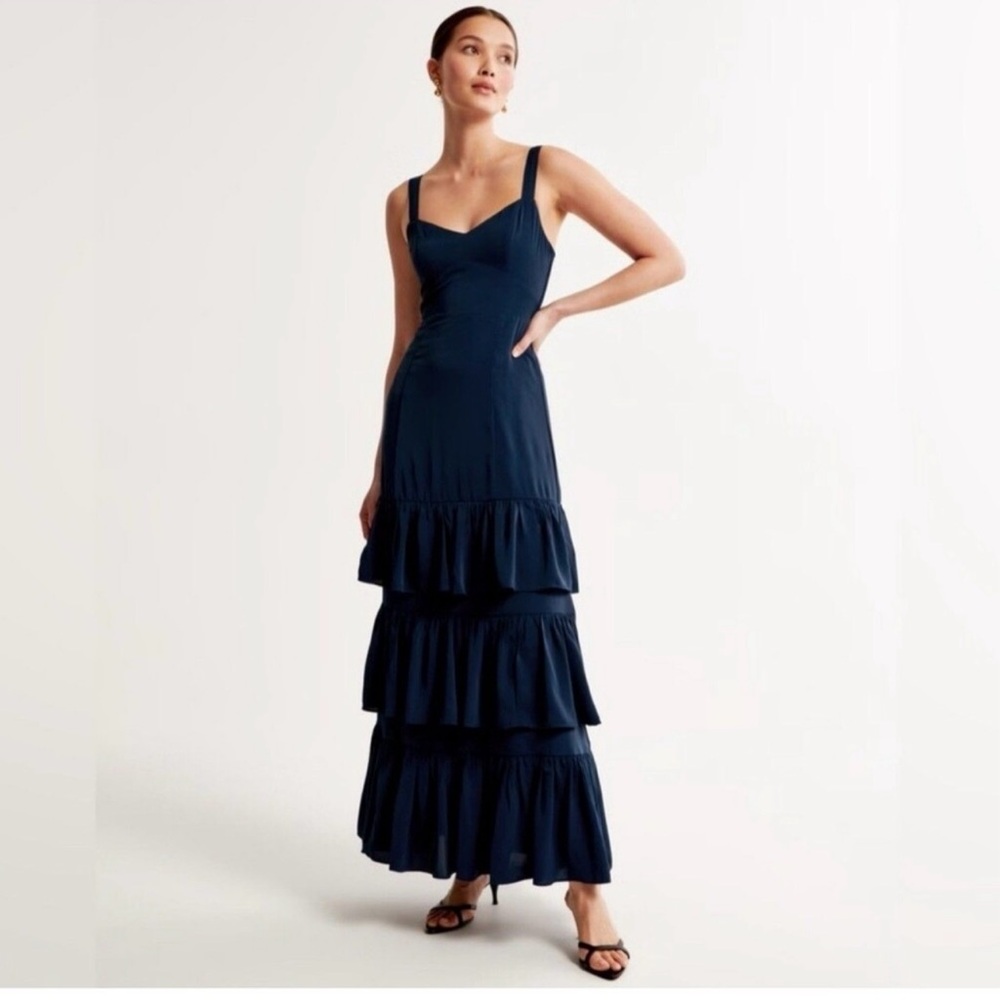Abercrombie & Fitch Blue Sleeveless Tiered Sundress
